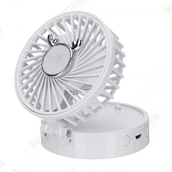 Portable Mini Fan LED Light Lamp Handheld Cooler Makeup Mirror USB