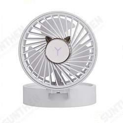 Portable Mini Fan LED Light Lamp Handheld Cooler Makeup Mirror USB