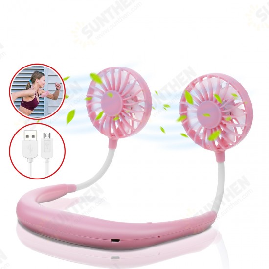 Portable Mini Fan Neckband Lazy Neck Hanging Style Cooling Air USB Rechargeable