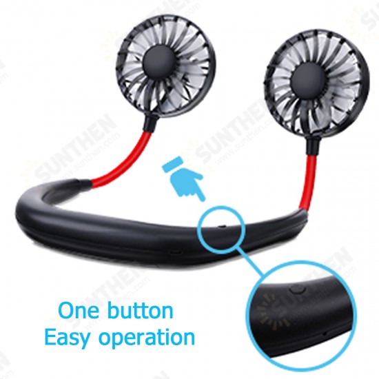 Portable Mini Fan Neckband Lazy Neck Hanging Style Cooling Air USB Rechargeable