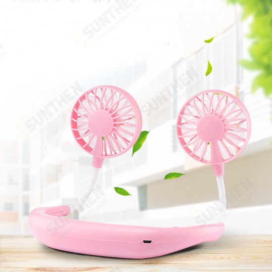 Portable Sports Mini Fan USB Charging Mute Hanging Neck Fans Folding Fan for Outdoor Travelling