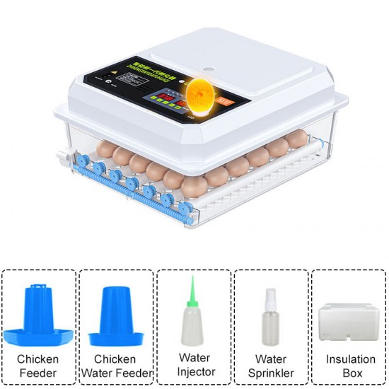 36 Egg Automatic Incubator Brooder Digital Fully Hatcher Turning Chicken Duck Humidity Temperature Control Machine with LED Candling Lamp 220V
