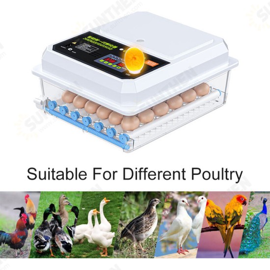 36 Egg Automatic Incubator Brooder Digital Fully Hatcher Turning Chicken Duck Humidity Temperature Control Machine with LED Candling Lamp 220V