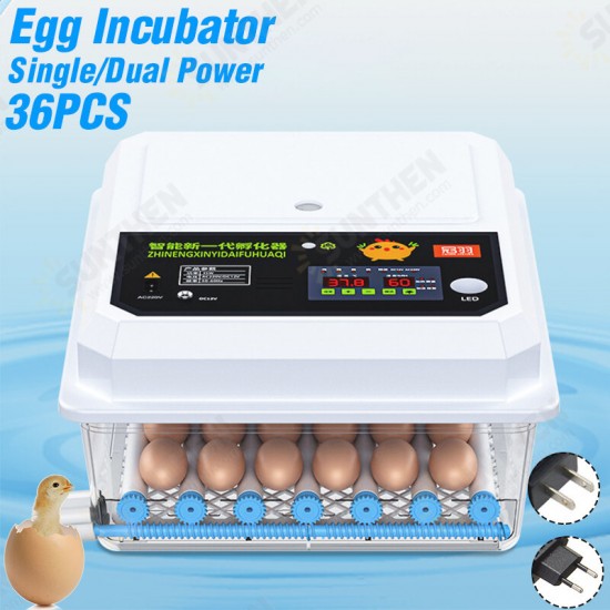 36 Egg Automatic Incubator Brooder Digital Fully Hatcher Turning Chicken Duck Humidity Temperature Control Machine with LED Candling Lamp 220V