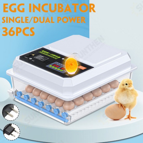 36 Egg Automatic Incubator Brooder Digital Fully Hatcher Turning Chicken Duck Humidity Temperature Control Machine with LED Candling Lamp 220V