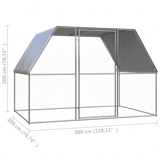 150778 Chicken Cage 3x2x2 m Galvanised Steel Pet Supplies Rabbit House Pet Home Puppy Bedpen Fence Playpen