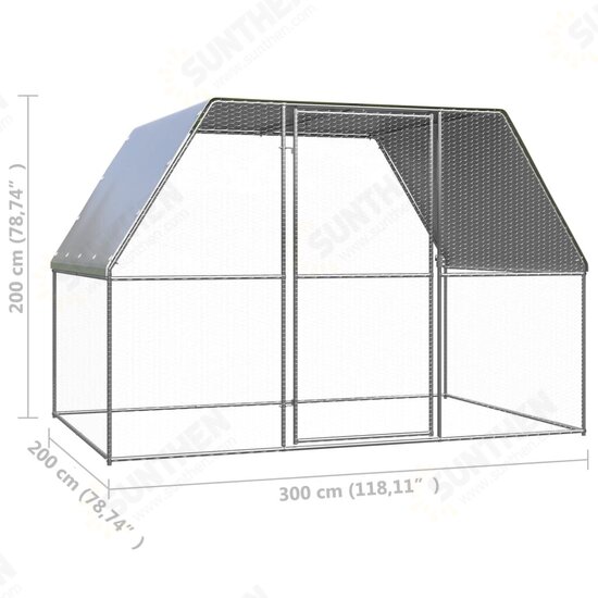 150778 Chicken Cage 3x2x2 m Galvanised Steel Pet Supplies Rabbit House Pet Home Puppy Bedpen Fence Playpen