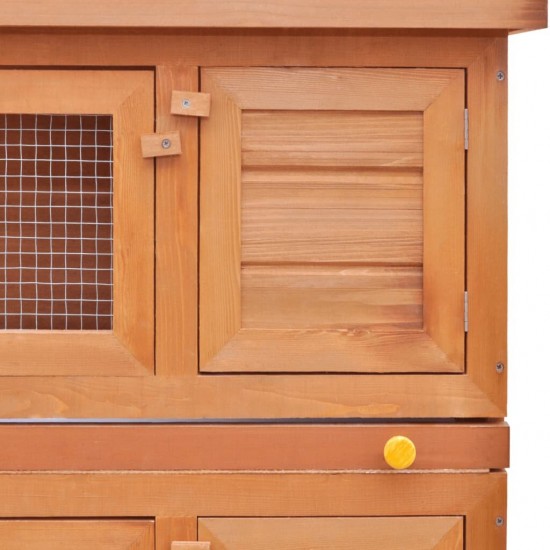 170159 Outdoor Rabbit Hutch Small Animal House Pet Cage 4 Doors Wood Pet Supplies Rabbit House Pet Home Puppy Bedpen Fence Playpen