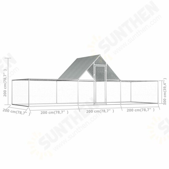 144562 Chicken Cage Coop 6x2x2 m Galvanised Steel Pet Supplies Rabbit House Pet Home Puppy Bedpen Fence Playpen