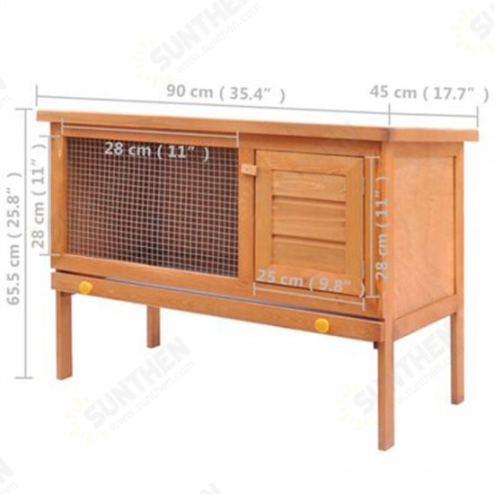 170157 90x45x65.5 cm Outdoor Rabbit Hutch Small Animal House Pet Supplies Cage 1 Layer Wood