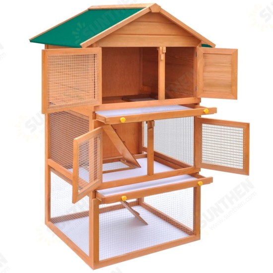 170161 Outdoor Rabbit Hutch Small Animal House Pet Cage 3 Layers Wood Pet Supplies Dog House Pet Home Cat Bedpen Fence Playpen