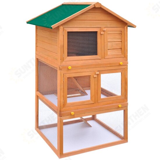 170161 Outdoor Rabbit Hutch Small Animal House Pet Cage 3 Layers Wood Pet Supplies Dog House Pet Home Cat Bedpen Fence Playpen