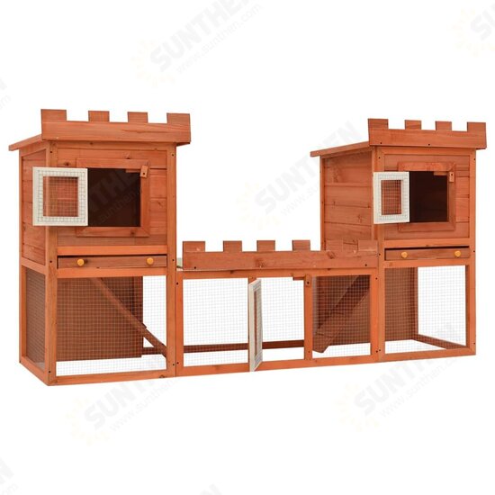 170174 Outdoor Large Rabbit Hutch 192 x 50 x 101 cm House Pet Cage Double House Pet Supplies Rabbit House Pet Home Puppy Bedpen Fence Playpen