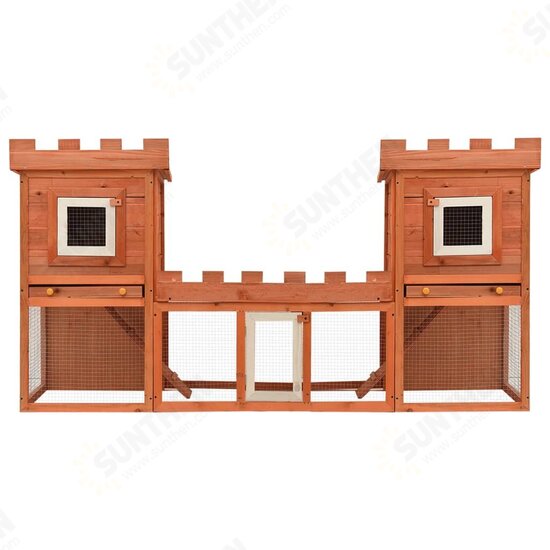 170174 Outdoor Large Rabbit Hutch 192 x 50 x 101 cm House Pet Cage Double House Pet Supplies Rabbit House Pet Home Puppy Bedpen Fence Playpen