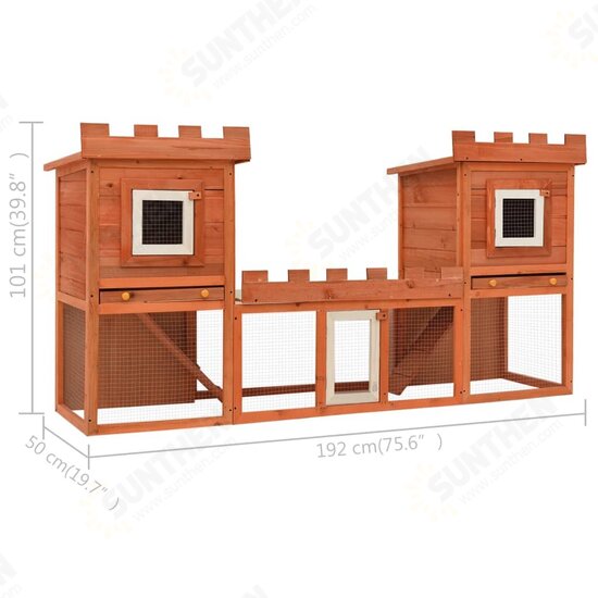 170174 Outdoor Large Rabbit Hutch 192 x 50 x 101 cm House Pet Cage Double House Pet Supplies Rabbit House Pet Home Puppy Bedpen Fence Playpen