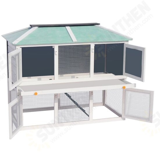 170344 Outdoor Animal Rabbit Cage Double Floor Wood 130 x 68 x 105 cm Pet Cage Double House Pet Supplies Rabbit House Pet Home Puppy Bedpen Fence Playpen