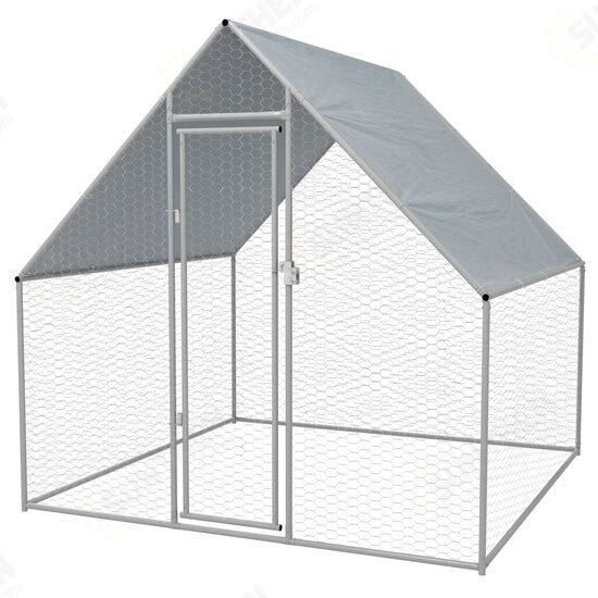 170494 Outdoor Chicken Cage 2x2x1.92 m Galvanised Steel House Pet Supplies Rabbit House Pet Home Puppy Bedpen Fence Playpen