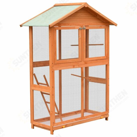 170638 Outdoor Bird Cage Solid Pine & Fir Wood 125.5x59.5x164 cm Pet Supplies Dog House Pet Home Cat Bedpen Fence Playpen