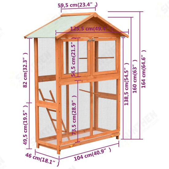 170638 Outdoor Bird Cage Solid Pine & Fir Wood 125.5x59.5x164 cm Pet Supplies Dog House Pet Home Cat Bedpen Fence Playpen