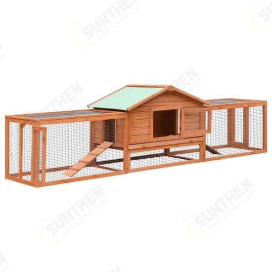 170642 Outdoor Rabbit Hutch Solid Pine & Fir Wood 310x70x87 cm House Pet Supplies Rabbit House Pet Home Puppy Bedpen Fence Playpen