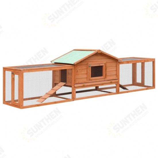 170642 Outdoor Rabbit Hutch Solid Pine & Fir Wood 310x70x87 cm House Pet Supplies Rabbit House Pet Home Puppy Bedpen Fence Playpen