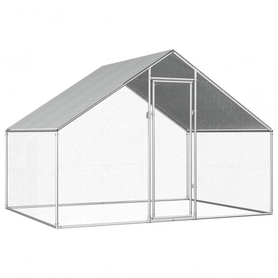 170788 Outdoor Chicken Cage 2.75x2x1.92 m Galvanised Steel Pet Supplies Rabbit House Pet Home Puppy Bedpen Fence Playpen