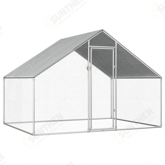 170788 Outdoor Chicken Cage 2.75x2x1.92 m Galvanised Steel Pet Supplies Rabbit House Pet Home Puppy Bedpen Fence Playpen