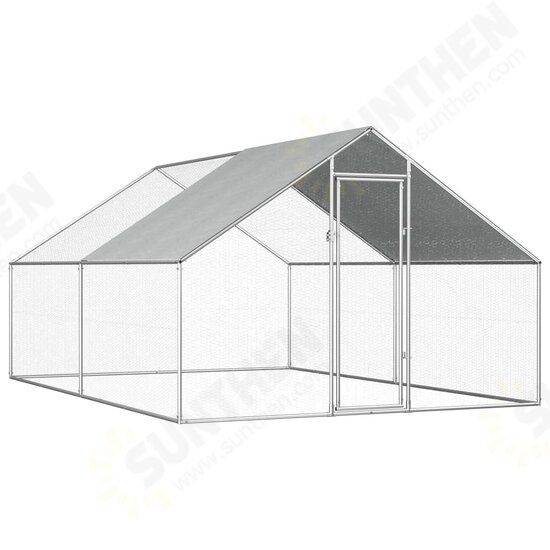 170789 Outdoor Chicken Cage 2.75x4x1.92 m Galvanised Steel Pet Supplies Rabbit House Pet Home Puppy Bedpen Fence Playpen