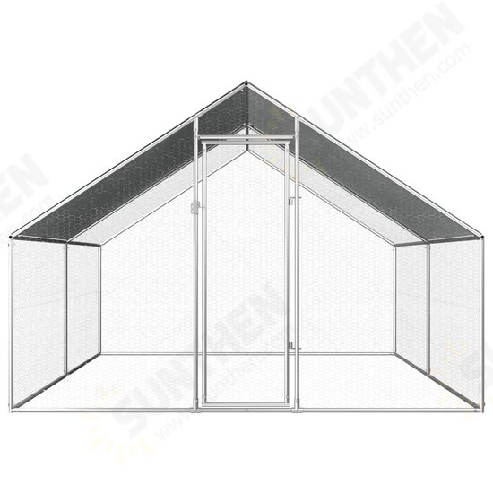 170789 Outdoor Chicken Cage 2.75x4x1.92 m Galvanised Steel Pet Supplies Rabbit House Pet Home Puppy Bedpen Fence Playpen