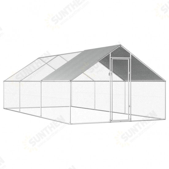 170790 Outdoor Chicken Cage 2.75x6x1.92 m Galvanised Steel Pet Supplies Rabbit House Pet Home Puppy Bedpen Fence Playpen