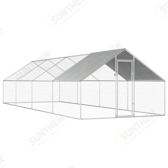 170791 Outdoor Chicken Cage 2.75x8x1.92 m Galvanised Steel Pet Supplies Rabbit House Pet Home Puppy Bedpen Fence Playpen