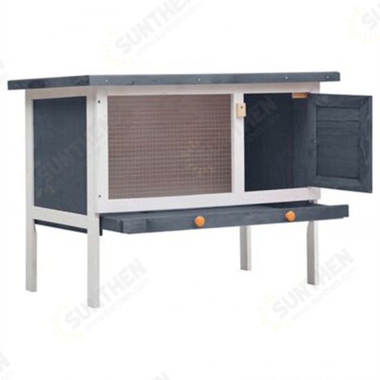 170828 Outdoor Rabbit Hutch 1 Layer Grey Wood 90 x 45 x 65cm Pet Supplies House Pet Home Cat Bedpen Fence Playpen