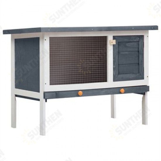 170828 Outdoor Rabbit Hutch 1 Layer Grey Wood 90 x 45 x 65cm Pet Supplies House Pet Home Cat Bedpen Fence Playpen