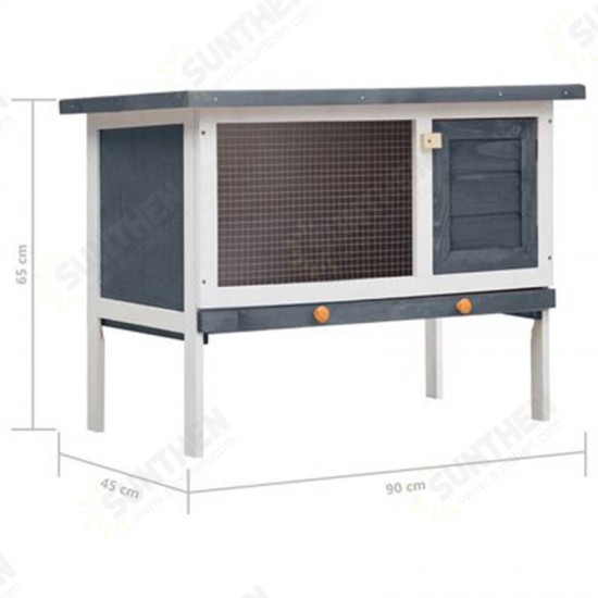 170828 Outdoor Rabbit Hutch 1 Layer Grey Wood 90 x 45 x 65cm Pet Supplies House Pet Home Cat Bedpen Fence Playpen