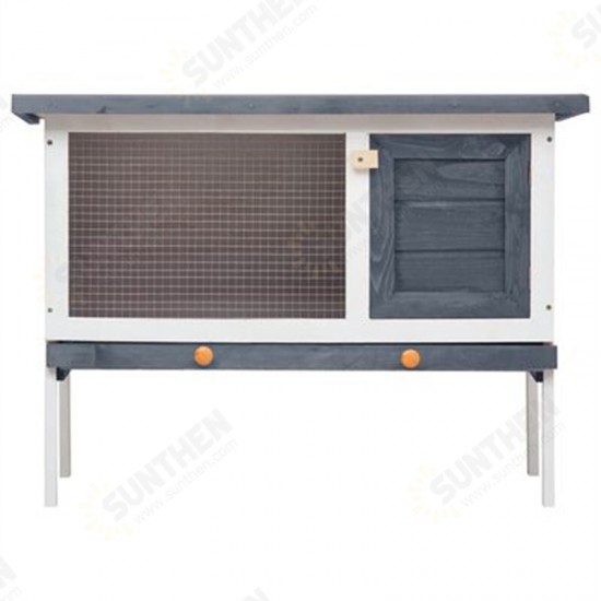 170828 Outdoor Rabbit Hutch 1 Layer Grey Wood 90 x 45 x 65cm Pet Supplies House Pet Home Cat Bedpen Fence Playpen