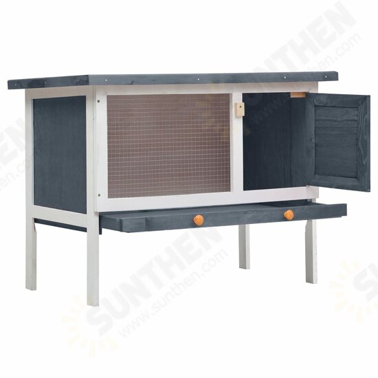 170828 Outdoor Rabbit Hutch 1 Layer Grey Wood Pet Supplies Rabbit House Pet Home Puppy Bedpen Fence Playpen