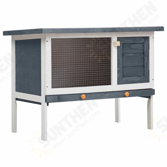 170828 Outdoor Rabbit Hutch 1 Layer Grey Wood Pet Supplies Rabbit House Pet Home Puppy Bedpen Fence Playpen