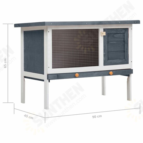 170828 Outdoor Rabbit Hutch 1 Layer Grey Wood Pet Supplies Rabbit House Pet Home Puppy Bedpen Fence Playpen