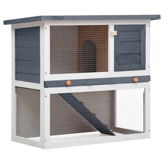 170831 Outdoor Rabbit Hutch 1 Door 90 x 45 x 80 cm Grey Wood Pet Supplies Rabbit House Pet Home Puppy Bedpen Fence Playpen