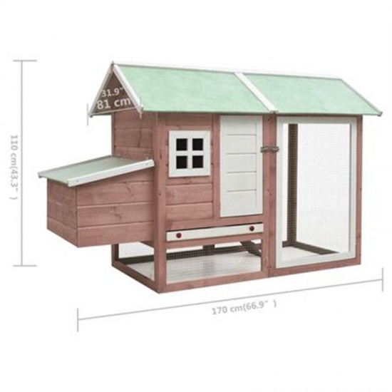 170862 Chicken Cage Mocha 170x81x110 cm Solid Pine & Fir Wood Pet Supplies Rabbit House Pet Home Puppy Bedpen Fence Playpen
