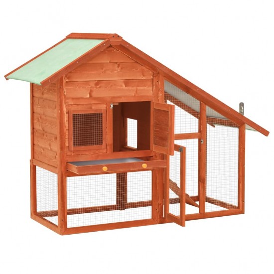 170868 Outdoor Rabbit Hutch 140x63x120 cm Solid Firwood Pet Supplies Dog House Pet Home Cat Bedpen Fence Playpen