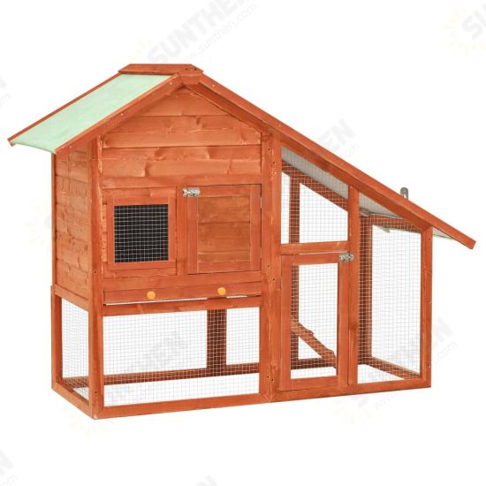 170868 Outdoor Rabbit Hutch 140x63x120 cm Solid Firwood Pet Supplies Dog House Pet Home Cat Bedpen Fence Playpen