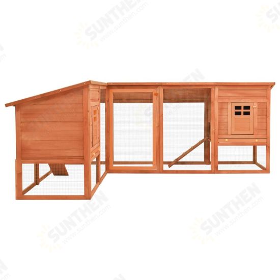 170872 Outdoor Rabbit Hutch with Run Brown Solid Fir Wood Pet Supplies Dog House Pet Home Cat Bedpen Fence Playpen