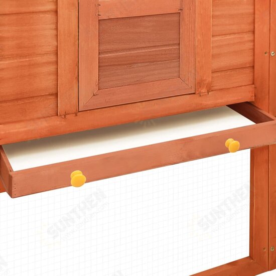 170872 Outdoor Rabbit Hutch with Run Brown Solid Fir Wood Pet Supplies Dog House Pet Home Cat Bedpen Fence Playpen