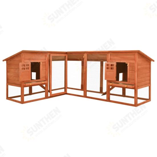 170872 Outdoor Rabbit Hutch with Run Brown Solid Fir Wood Pet Supplies Dog House Pet Home Cat Bedpen Fence Playpen