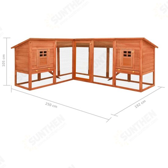 170872 Outdoor Rabbit Hutch with Run Brown Solid Fir Wood Pet Supplies Dog House Pet Home Cat Bedpen Fence Playpen