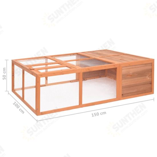 171452 Outdoor Rabbit Hutch 150x100x50 cm Solid Firwood Pet Supplies Dog House Pet Home Cat Bedpen Fence Playpen