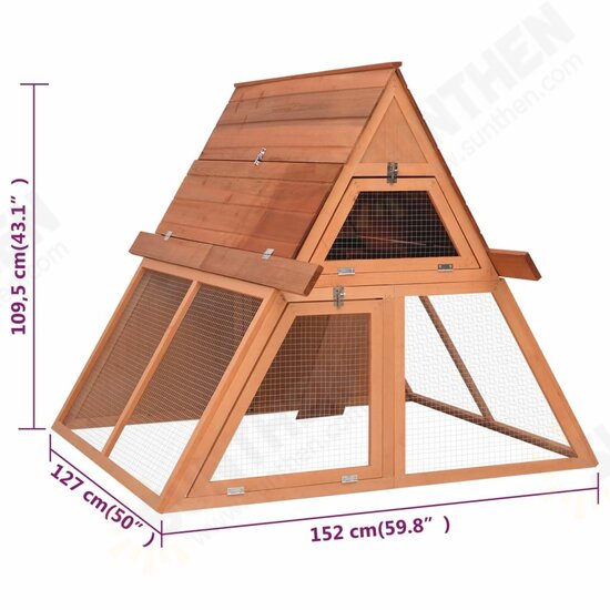 171458 Outdoor Rabbit Hutch 152x127x109.5 cm Solid Firwood Pet Supplies Dog House Pet Home Cat Bedpen Fence Playpen