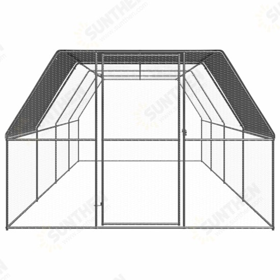 3089326 Outdoor Chicken Cage 3x8x2 m Galvanised Steel Pet Supplies Dog House Pet Home Cat Bedpen Fence Playpen