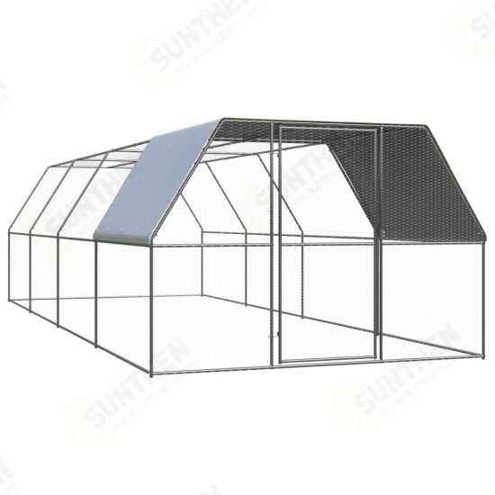 3089326 Outdoor Chicken Cage 3x8x2 m Galvanised Steel Pet Supplies Dog House Pet Home Cat Bedpen Fence Playpen